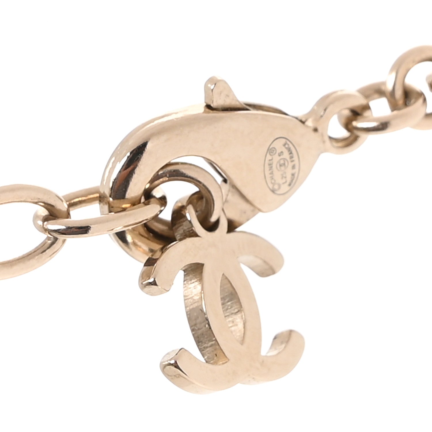 Chanel Crystal Metal CC Round Pendant Necklace Gold 4 of 5