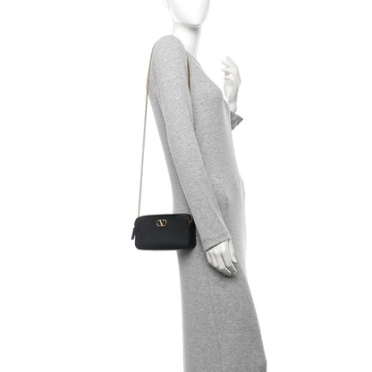 Valentino Garavani Grainy Calfskin VLogo Double Zip Camera Crossbody Bag Black 2 of 12