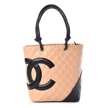 Chanel Calfskin Quilted Medium Cambon Tote Beige Black 1 of 9