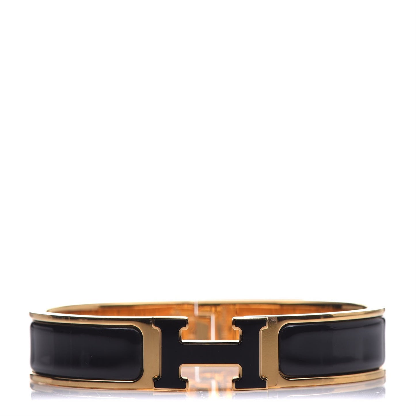 Enamel Narrow Clic Clac H Bracelet PM Black