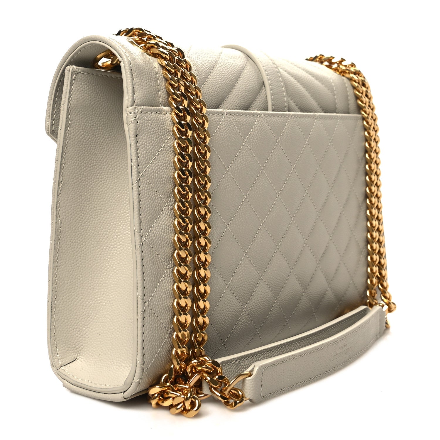 Saint Laurent Grain De Poudre Textured Mixed Matelasse Triquilt Medium Monogram Satchel Crema Soft 6 of 21