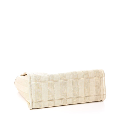 Chanel Straw Raffia Calfskin Striped Small Deauville Tote Beige 4 of 11