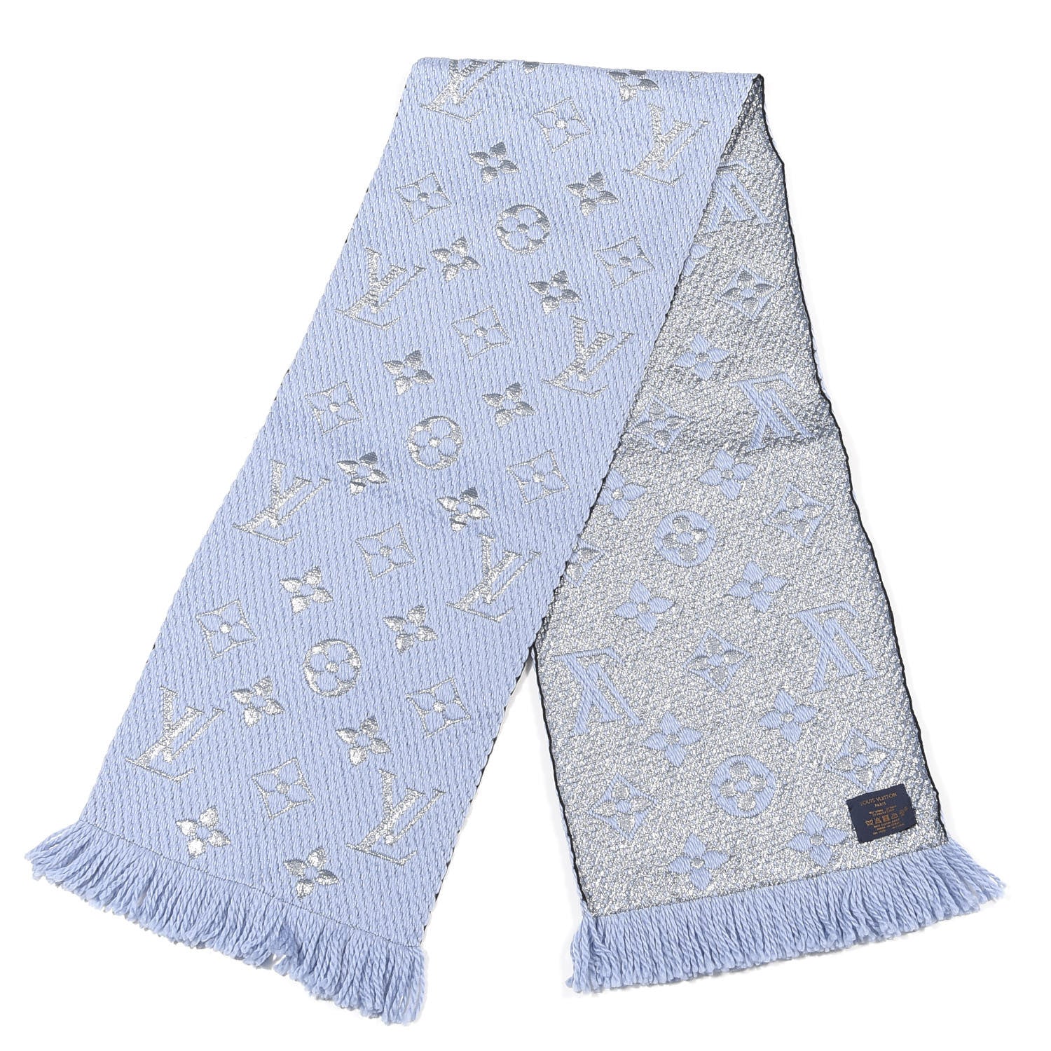 Louis Vuitton Wool Silk Logomania Shine Scarf Gris 2 of 3