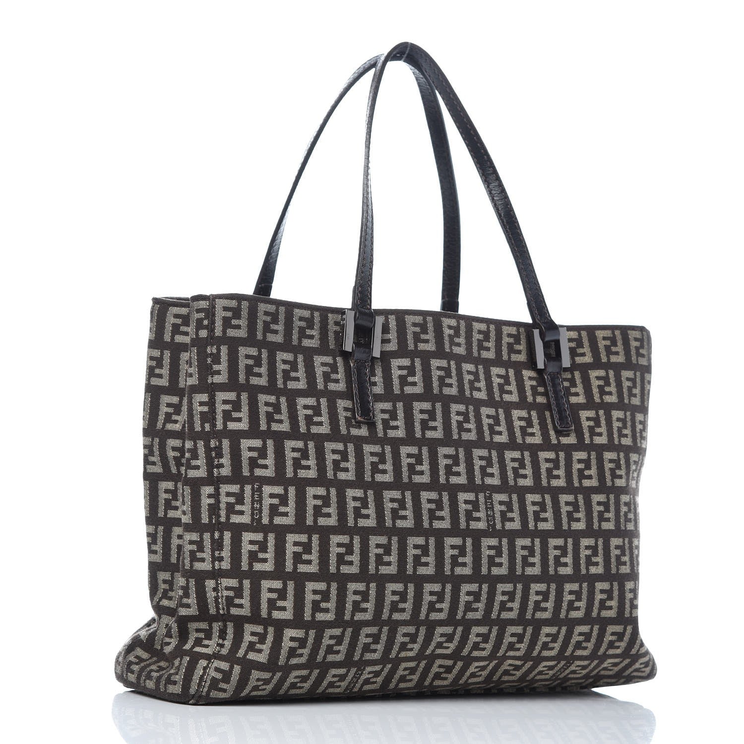 Fendi Zucchino Vitello Shoulder Tote Testa di Moro Beige 3 of 9