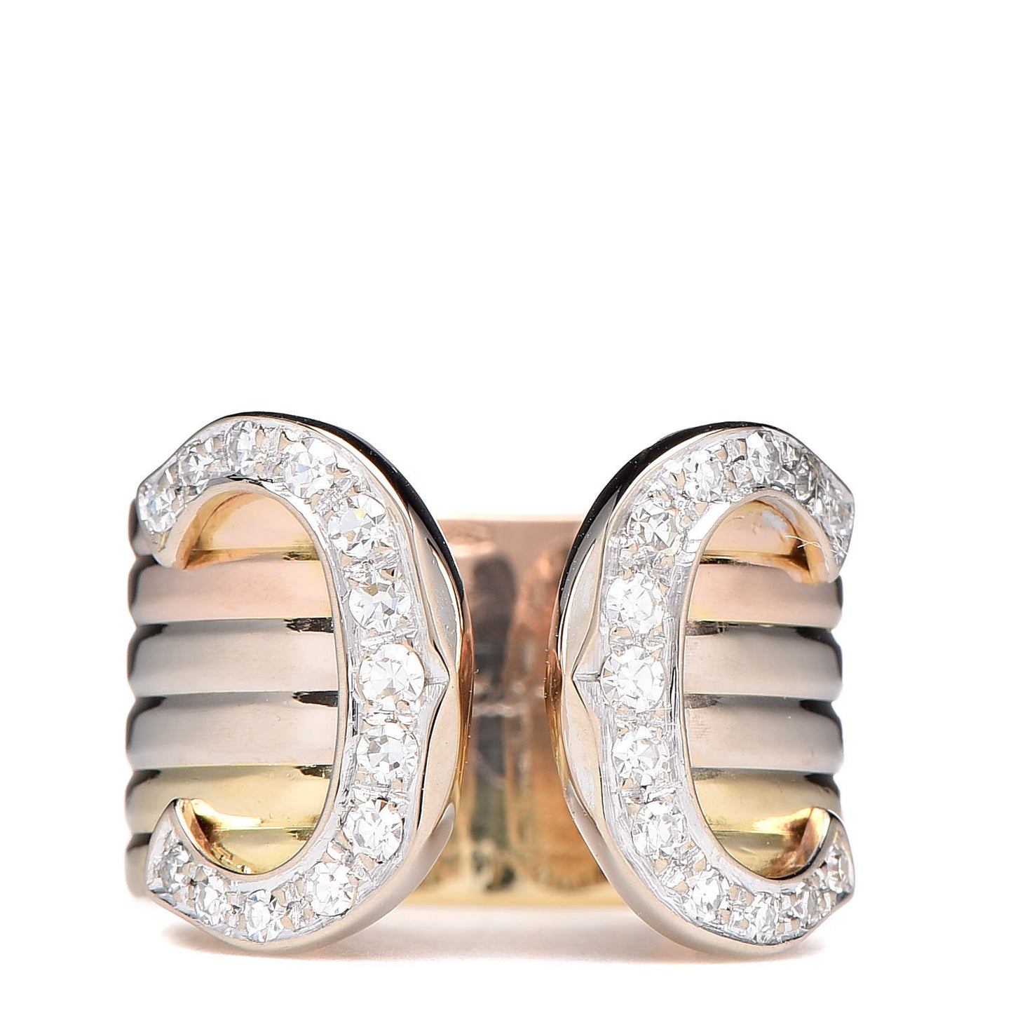 18K Pink Yellow White Gold Diamond 13mm C De Ring 48 4.5