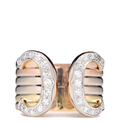 Cartier 18K Pink Yellow White Gold Diamond 13mm C De Ring 48 4.5 1 of 6