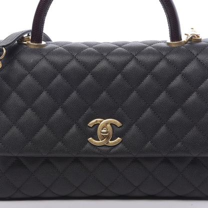 Chanel Caviar Lizard Embossed Quilted Small Coco Handle Flap Black 10 of 11