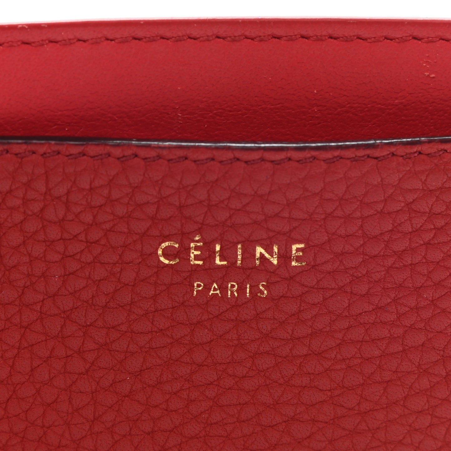 Drummed Calfskin Bi-Color Card Holder Red