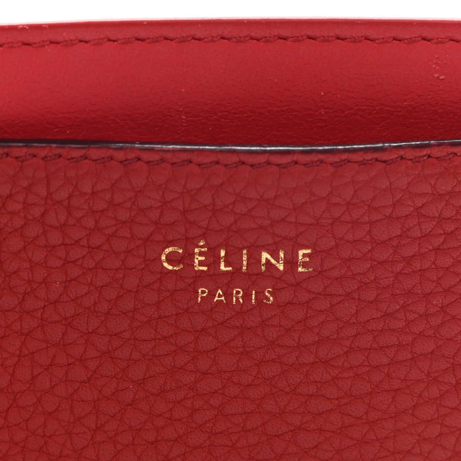 Celine Drummed Calfskin Bi-Color Card Holder Red 6 of 7