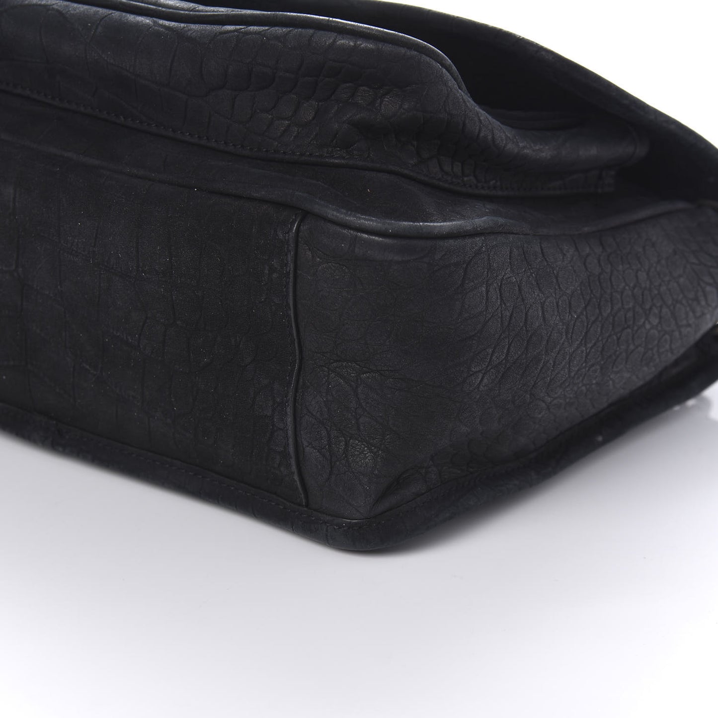 Nubuck Crocodile Embossed Monogram Medium Niki Chain Satchel Black