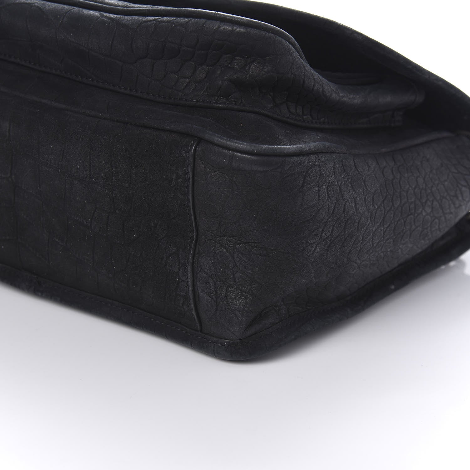 Saint Laurent Nubuck Crocodile Embossed Monogram Medium Niki Chain Satchel Black 7 of 9