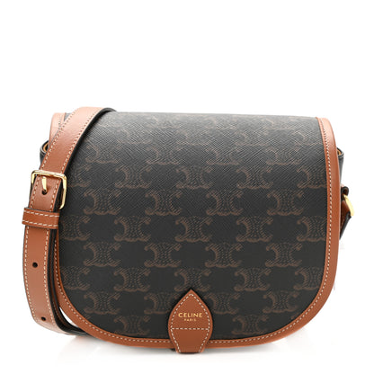 Celine Triomphe Canvas Medium Folco Bag Tan 1 of 8