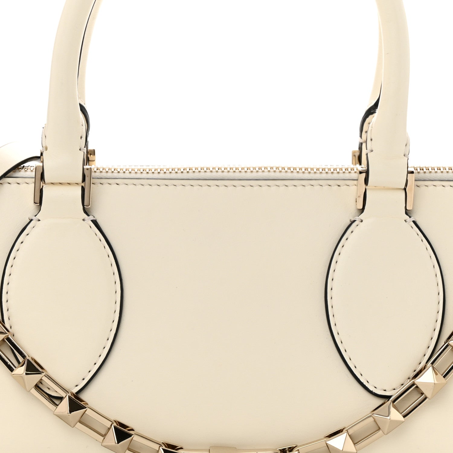 Valentino Garavani Smooth Calfskin Rockstud East West Top Handle Bag Ivory 8 of 10