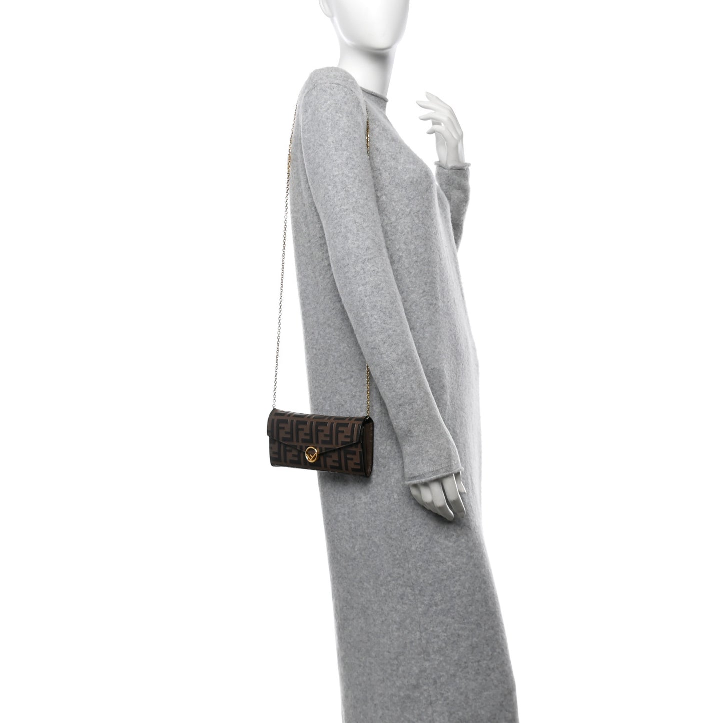 Vitello Soft F is Fendi Bi-Color FF 1974 Embossed Continental Envelope Wallet On Chain Maya Black