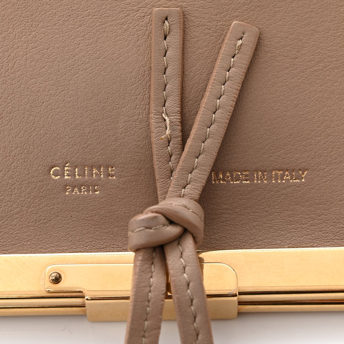 Lambskin Clasp Clutch Foldover Bag Beige