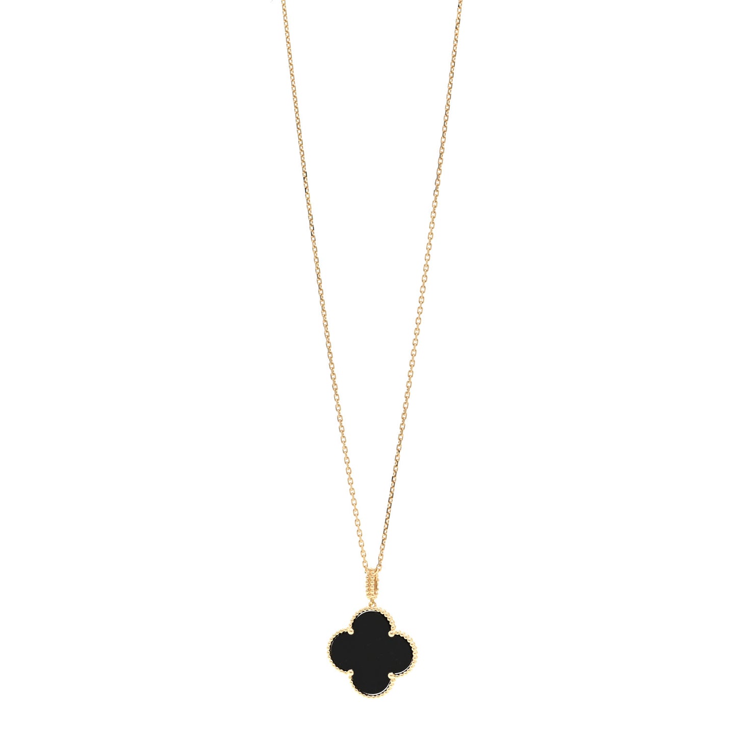 18K Yellow Gold Black Onyx Magic Alhambra Pendant Necklace
