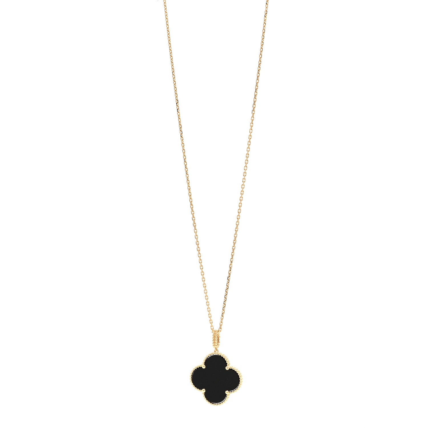 Van Cleef & Arpels 18K Yellow Gold Black Onyx Magic Alhambra Pendant Necklace 1 of 5