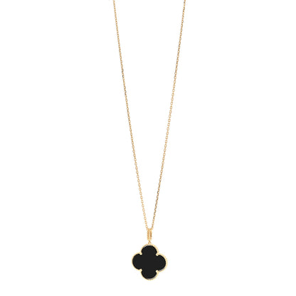 Van Cleef & Arpels 18K Yellow Gold Black Onyx Magic Alhambra Pendant Necklace 1 of 5