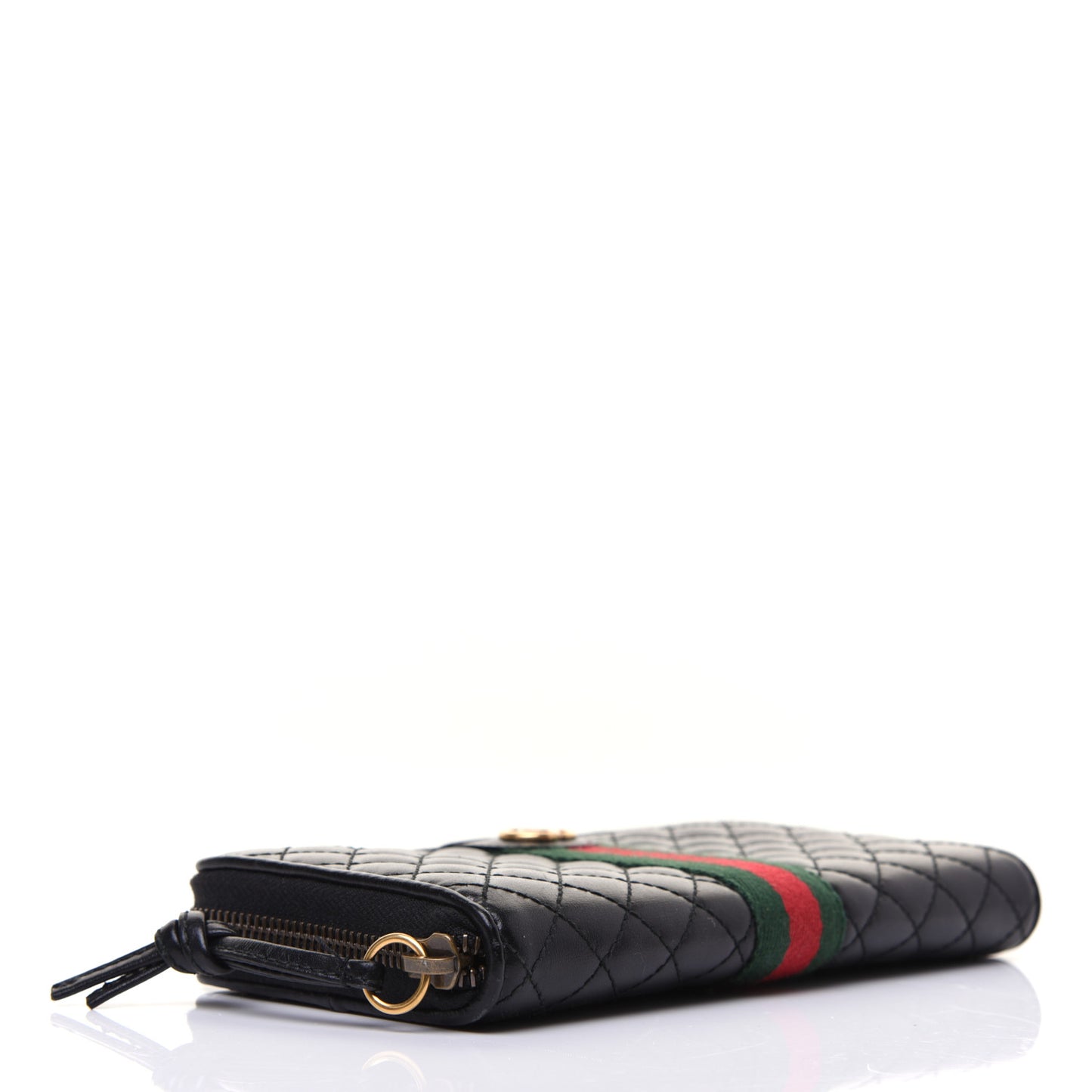 Calfskin Web Trapuntata GG Zip Around Wallet Black
