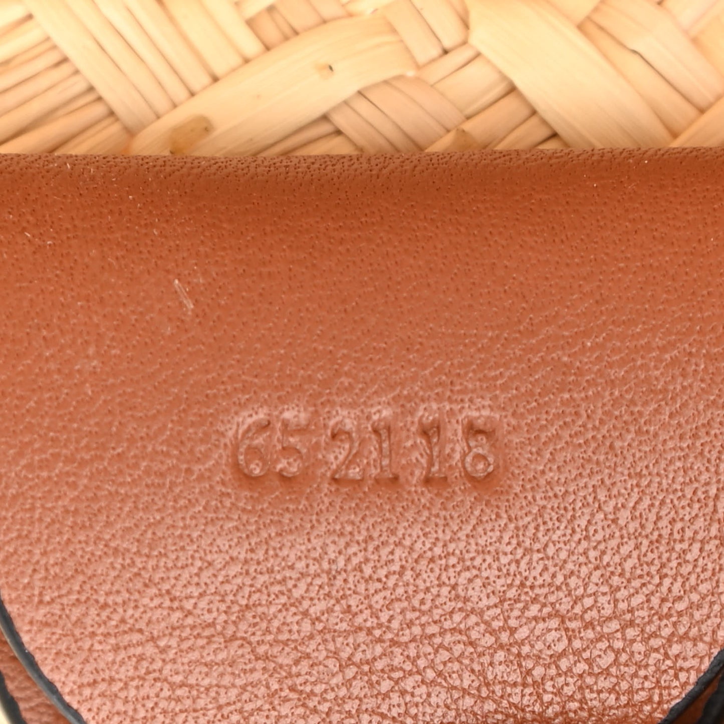 Calfskin Raffia Small Anagram Basket Tote Bag Natural Tan
