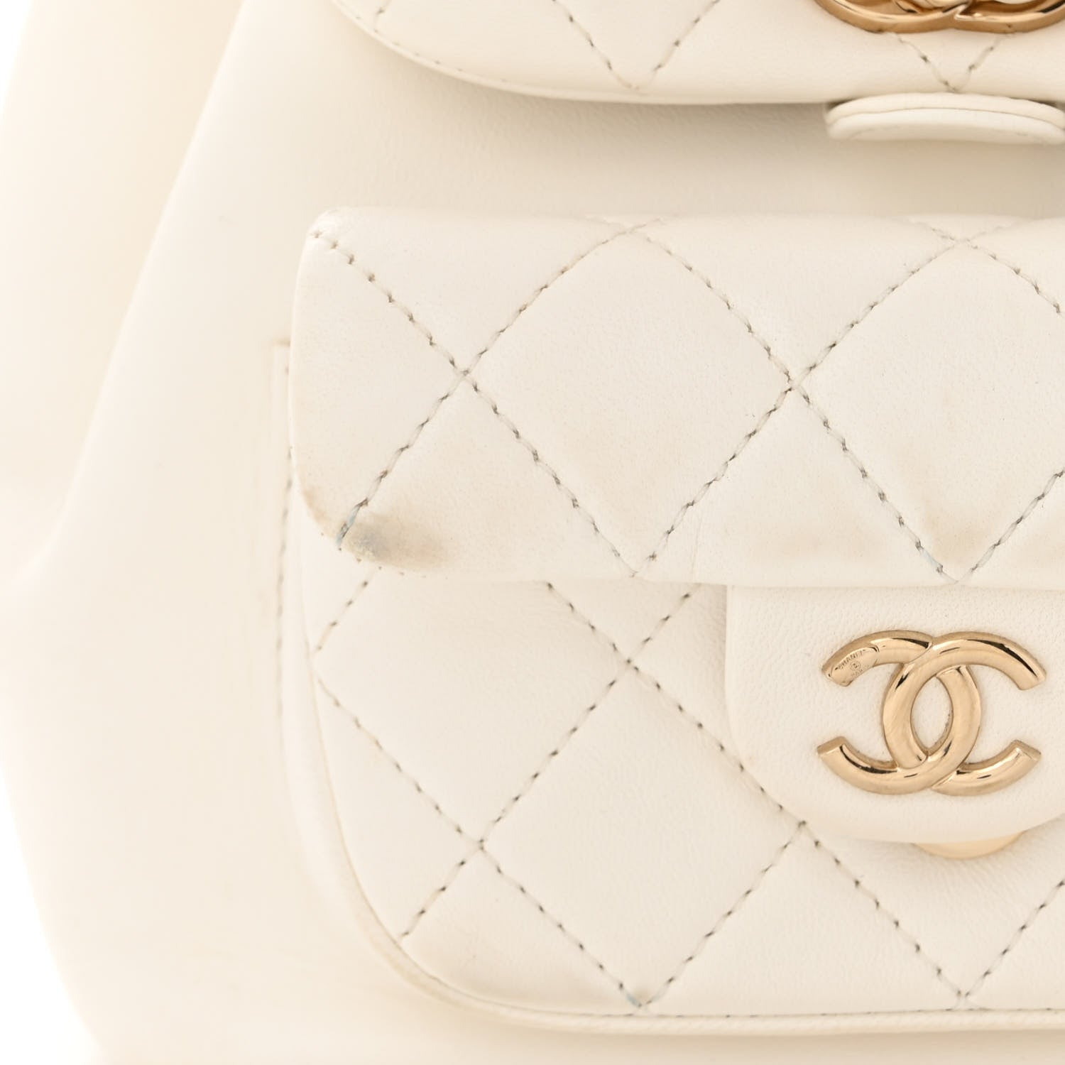 Chanel Lambskin Quilted Small Duma Drawstring Backpack White 12 of 17