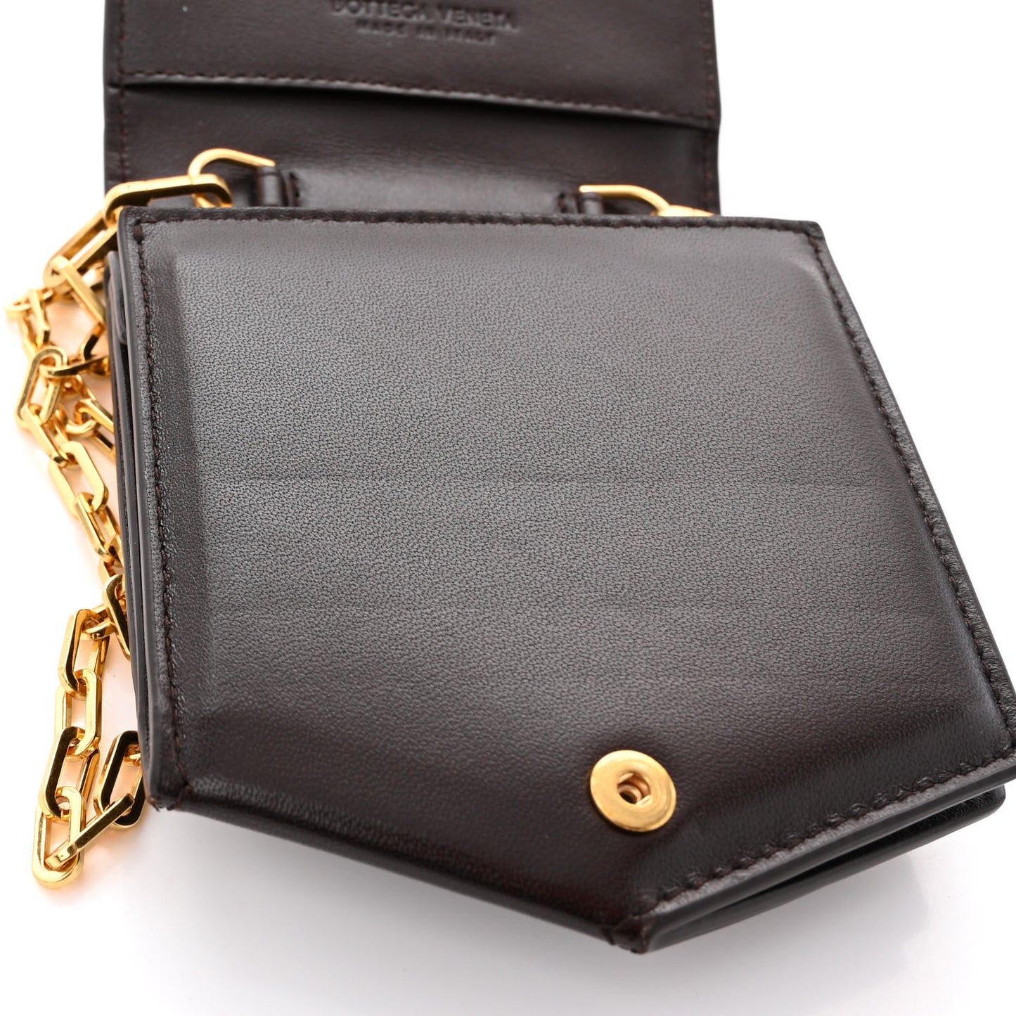 Nappa Intrecciato Card Case On Chain Fondant