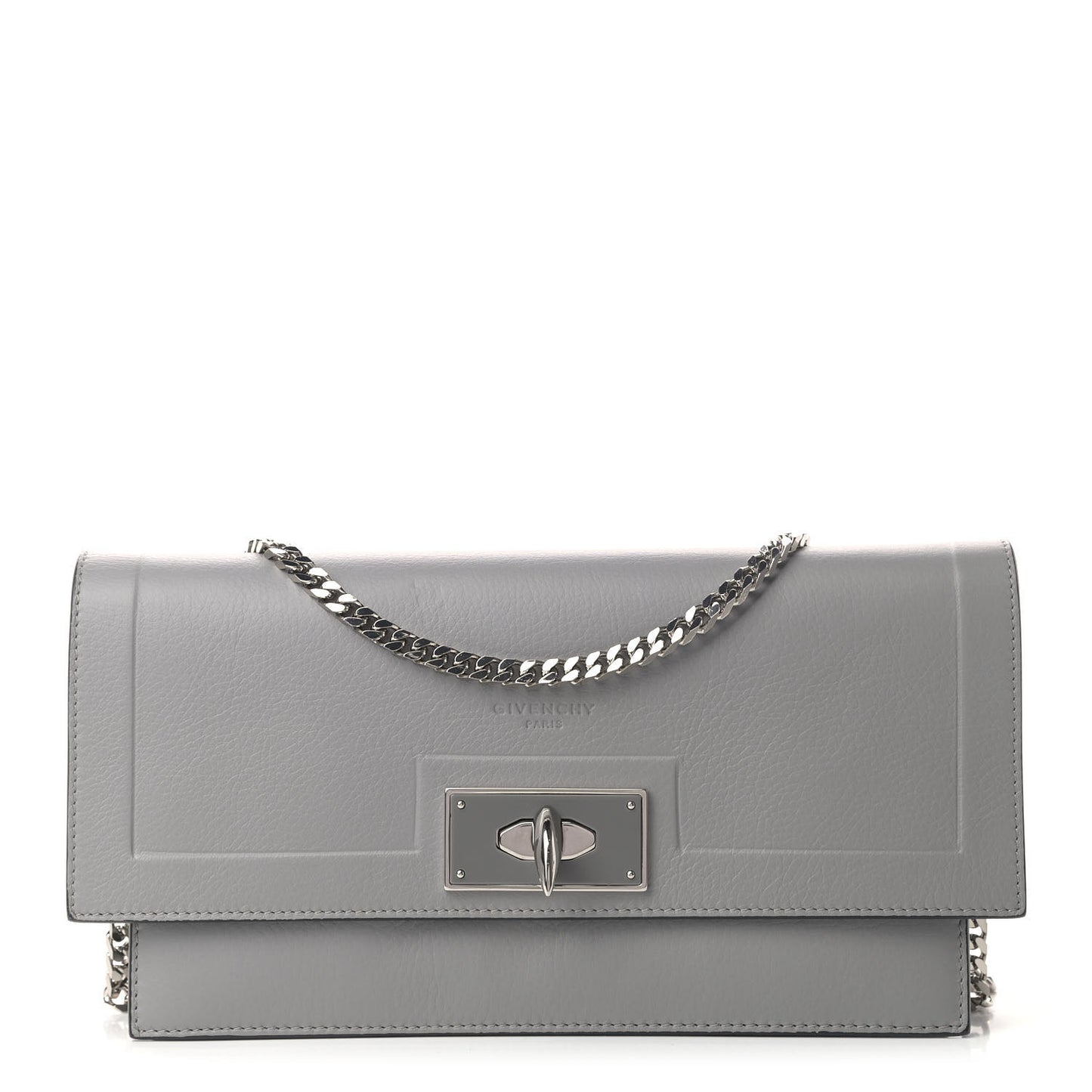 Calfskin Shark Lock Chain Wallet Grey