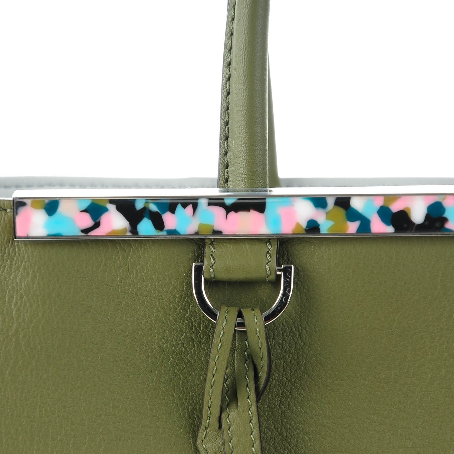 Fendi Vitello Dolce Shiny Nappa Plexiglass Granite Regular 2Jours Tote Equatore 5 of 12