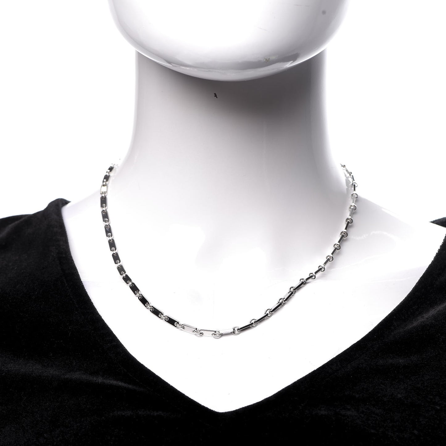 18K White Gold Fidelity Bar Link Chain Necklace