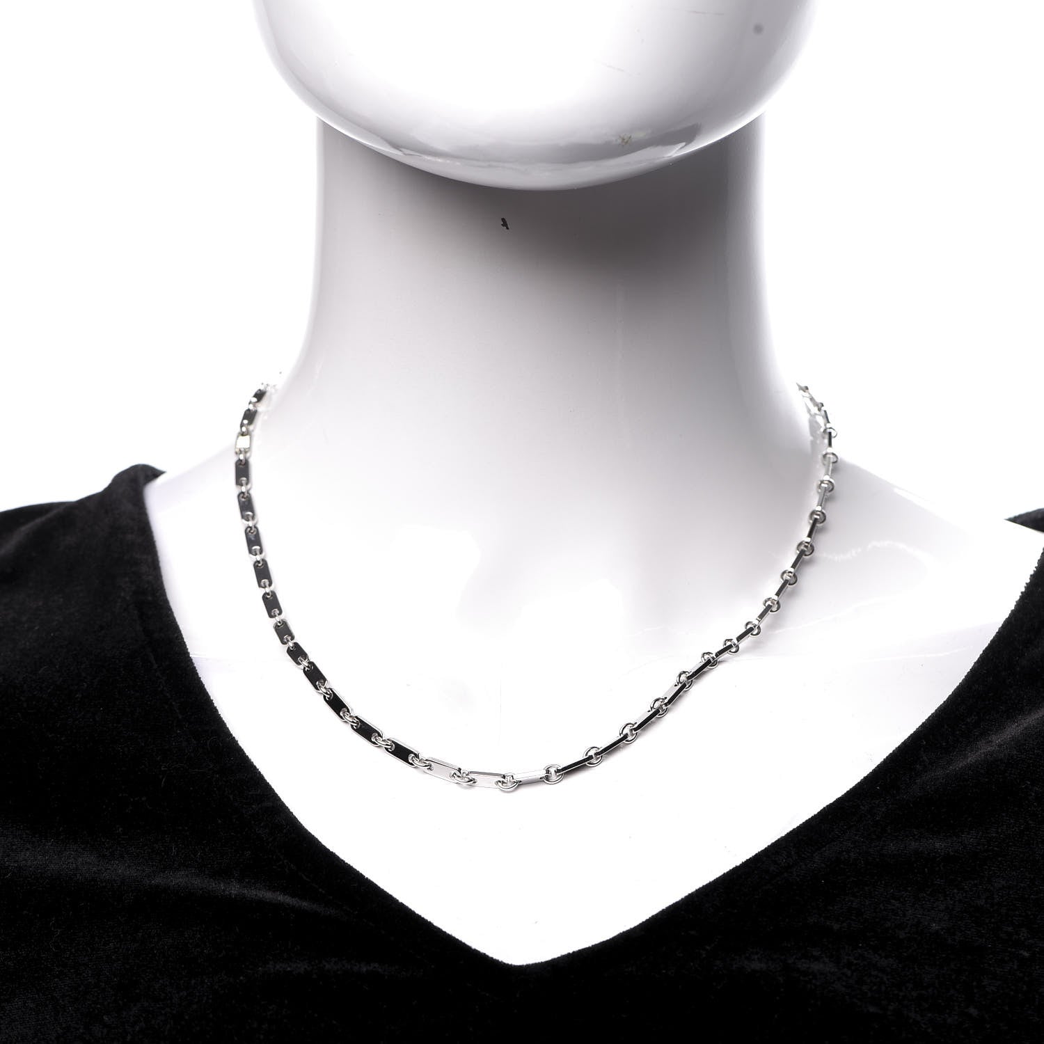 Cartier 18K White Gold Fidelity Bar Link Chain Necklace 2 of 6
