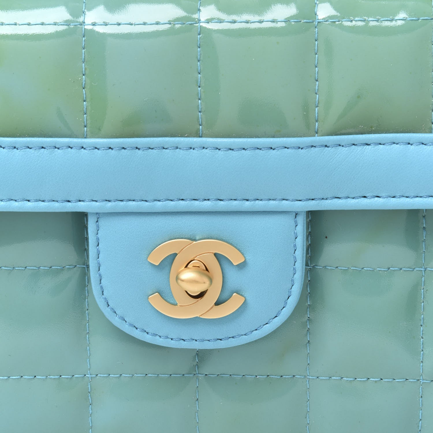 Chanel Patent East West Chocolate Bar Flap Turquoise 10 of 11