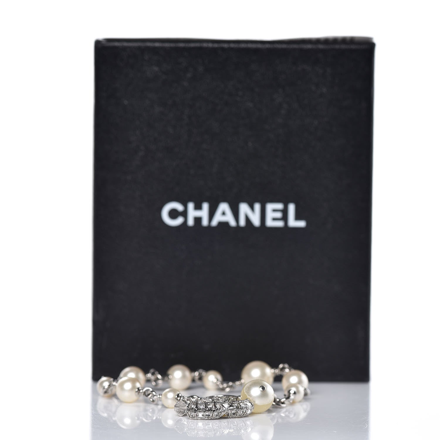 Chanel Baguette Crystal Pearl CC Bracelet Silver 4 of 4