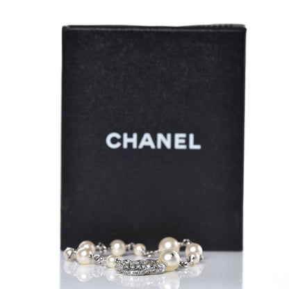 Chanel Baguette Crystal Pearl CC Bracelet Silver 4 of 4