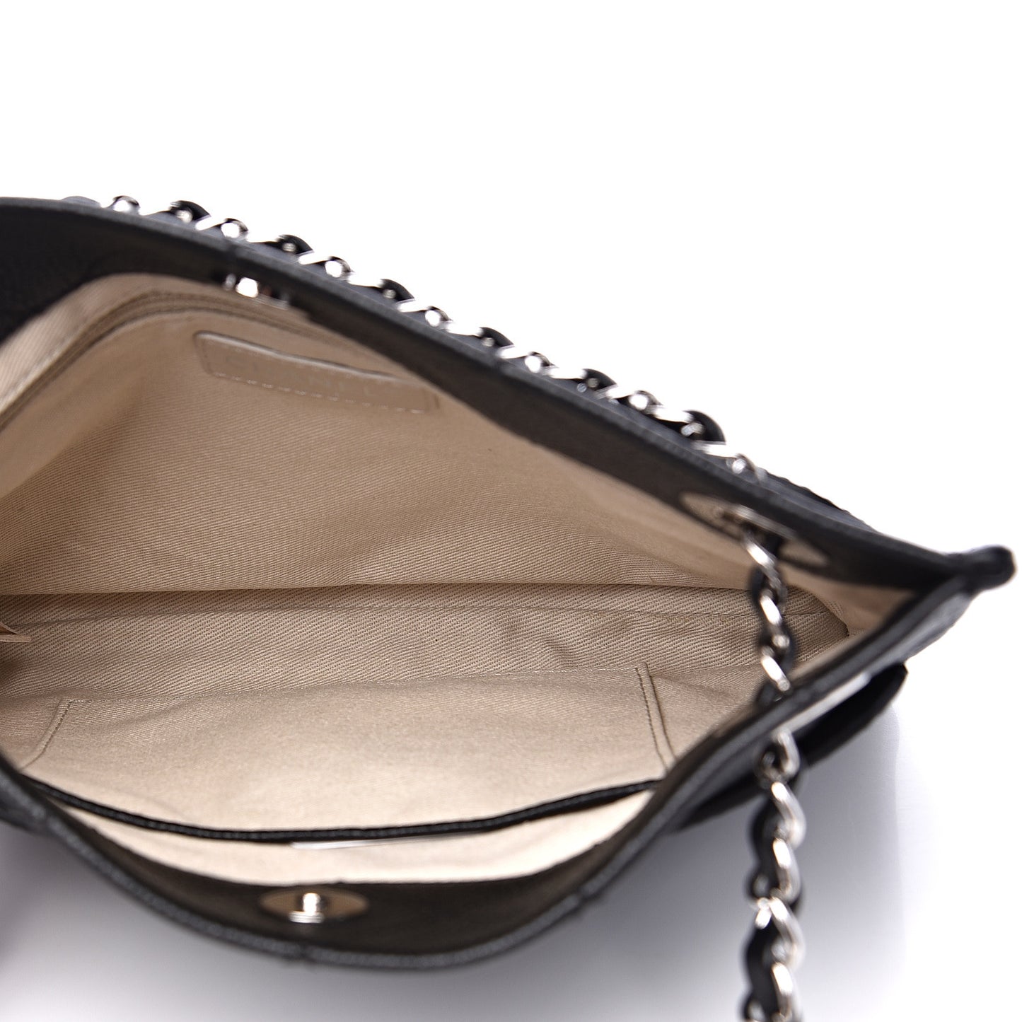 Caviar Stitched Small CC Pocket Shoulder Black