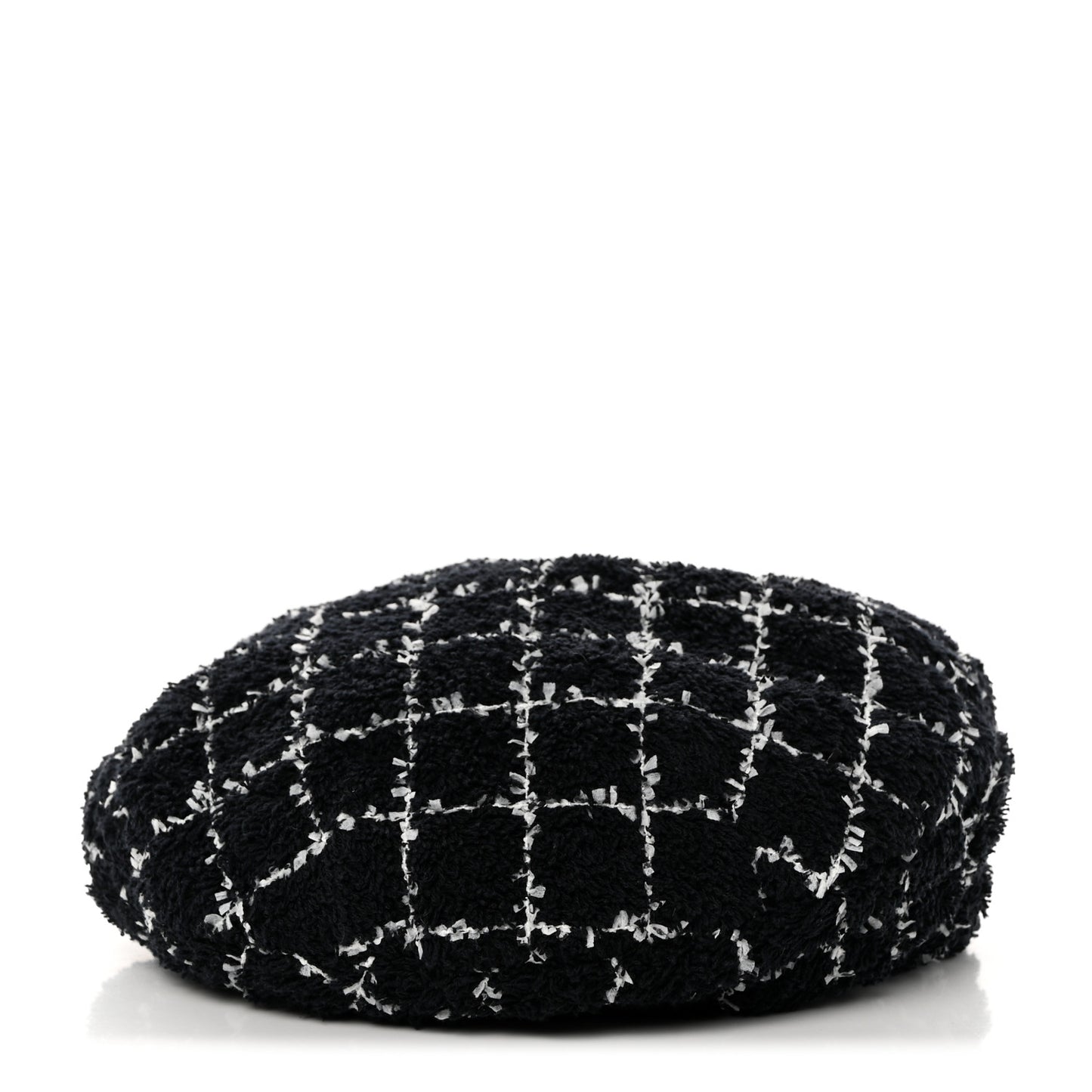 Tweed Beret Hat M Black White