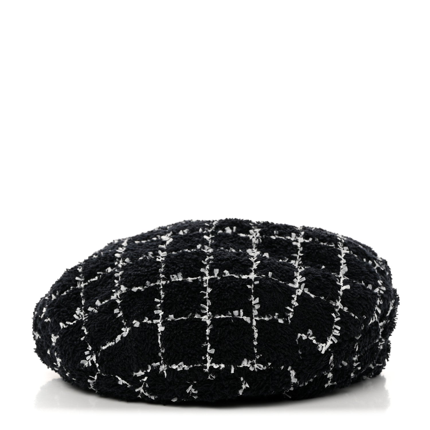 Chanel Tweed Beret Hat M Black White 1 of 8