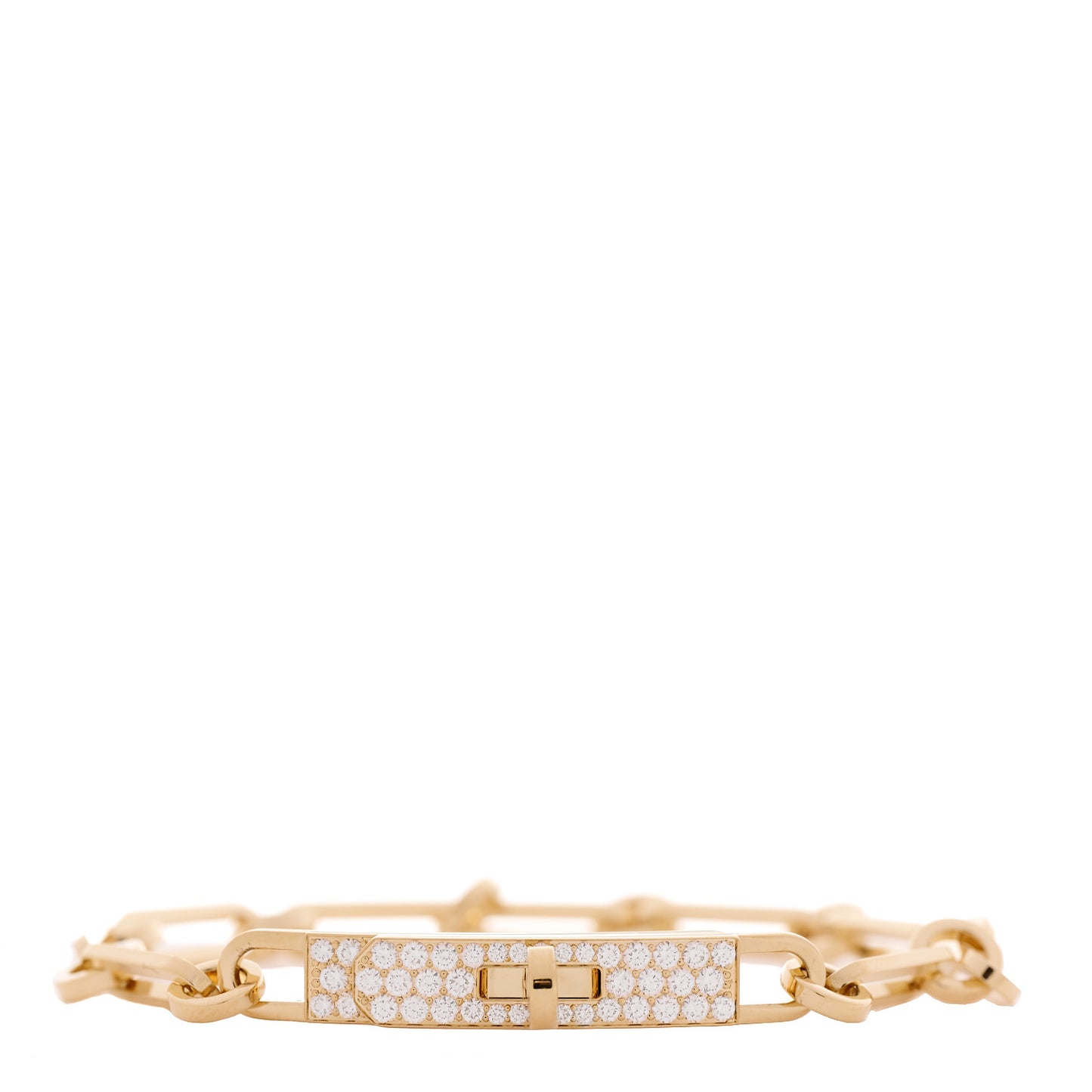 18K Yellow Gold Diamond Pave PM Kelly Chaine Bracelet ST