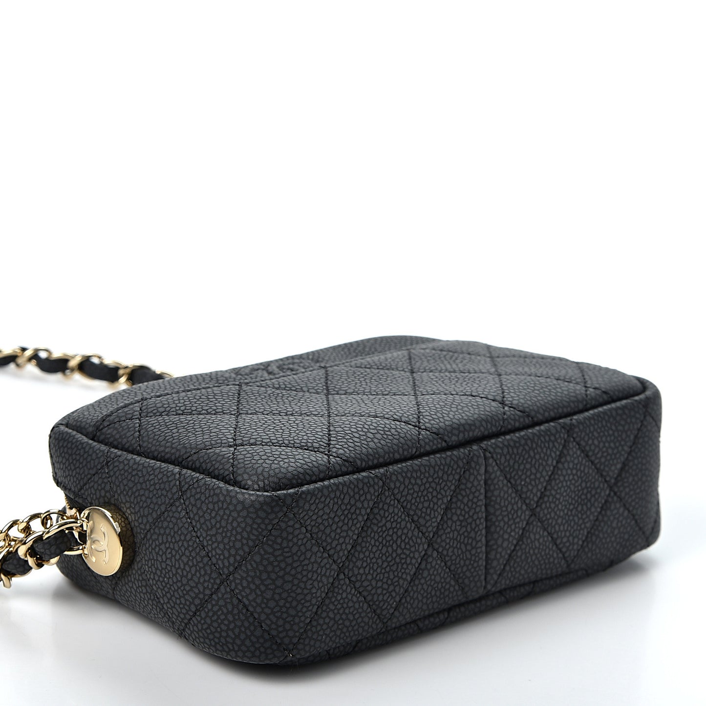 Caviar Quilted Mini Coco Tassel Camera Case Black