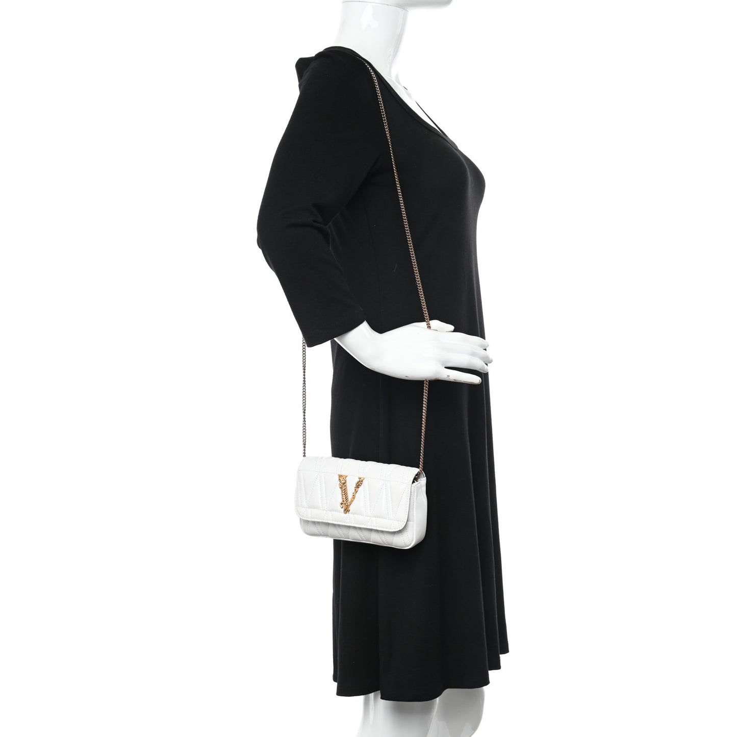 Nappa Quilted Virtus Evening Bag White