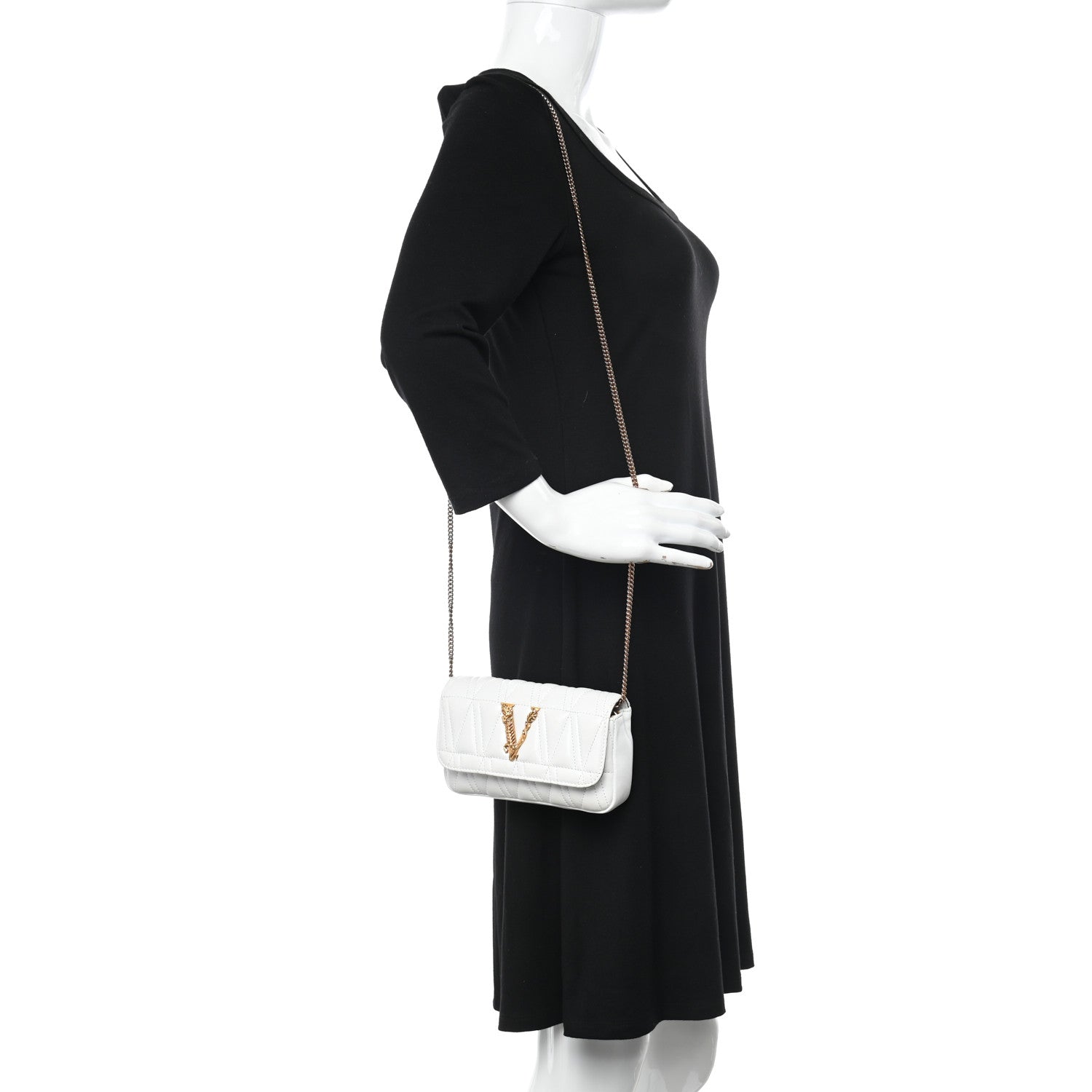 Versace Nappa Quilted Virtus Evening Bag White 2 of 9