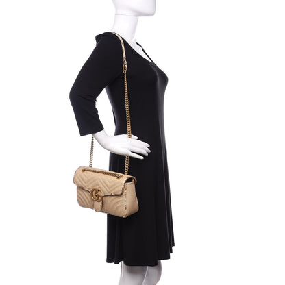 Gucci Raffia Elaphe Matelasse Small GG Marmont Shoulder Bag Natural Cream Brown 2 of 10