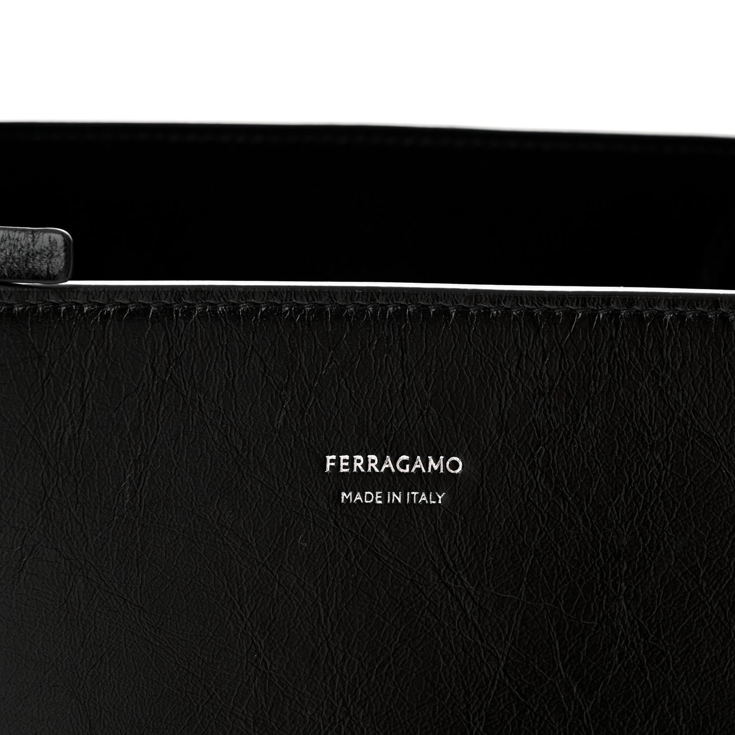 Shiny Calfskin Medium Hug Zip Pocket Shoulder Bag Black