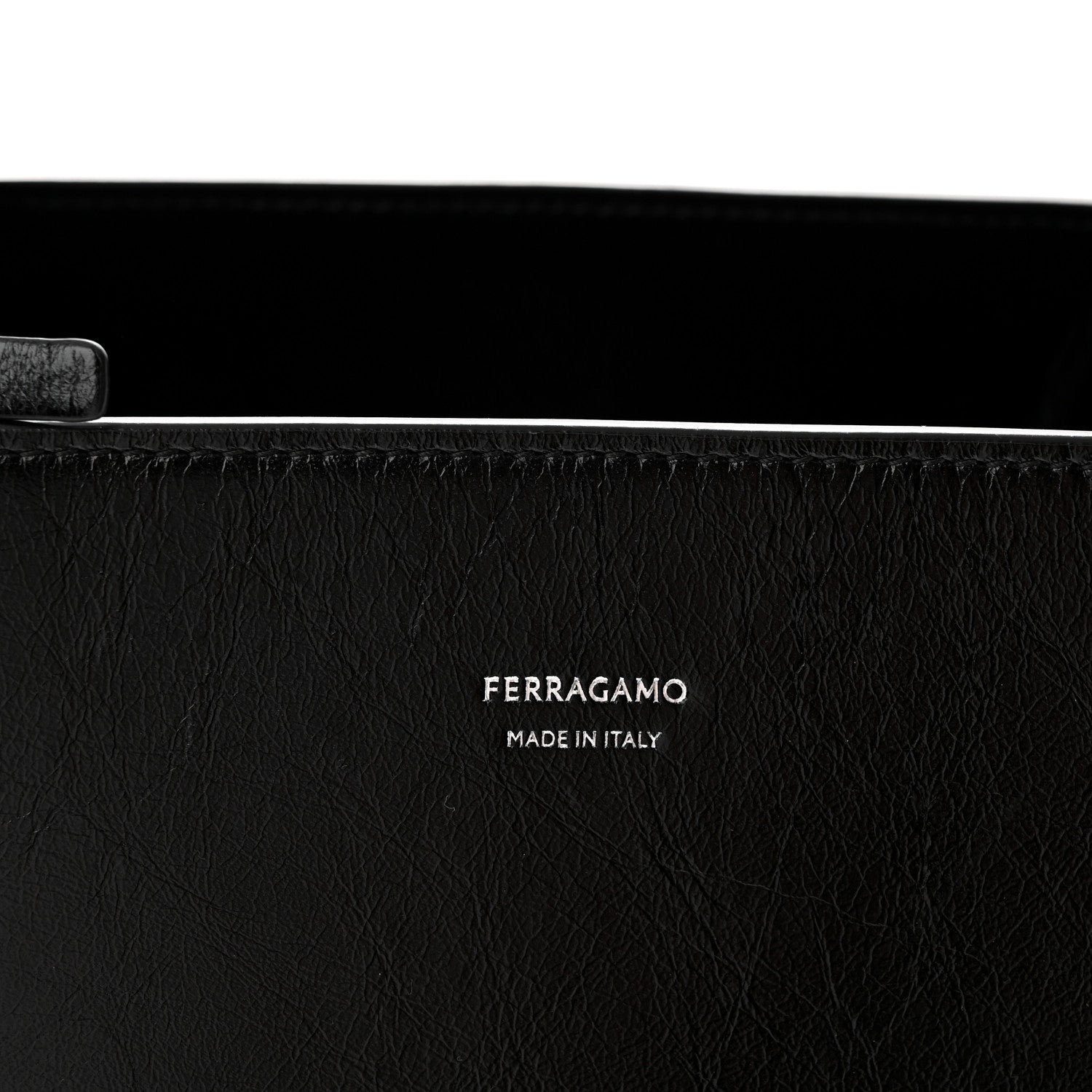 Salvatore Ferragamo Shiny Calfskin Medium Hug Zip Pocket Shoulder Bag Black 6 of 9