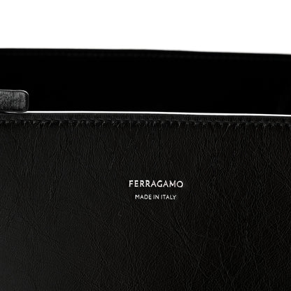 Salvatore Ferragamo Shiny Calfskin Medium Hug Zip Pocket Shoulder Bag Black 6 of 9