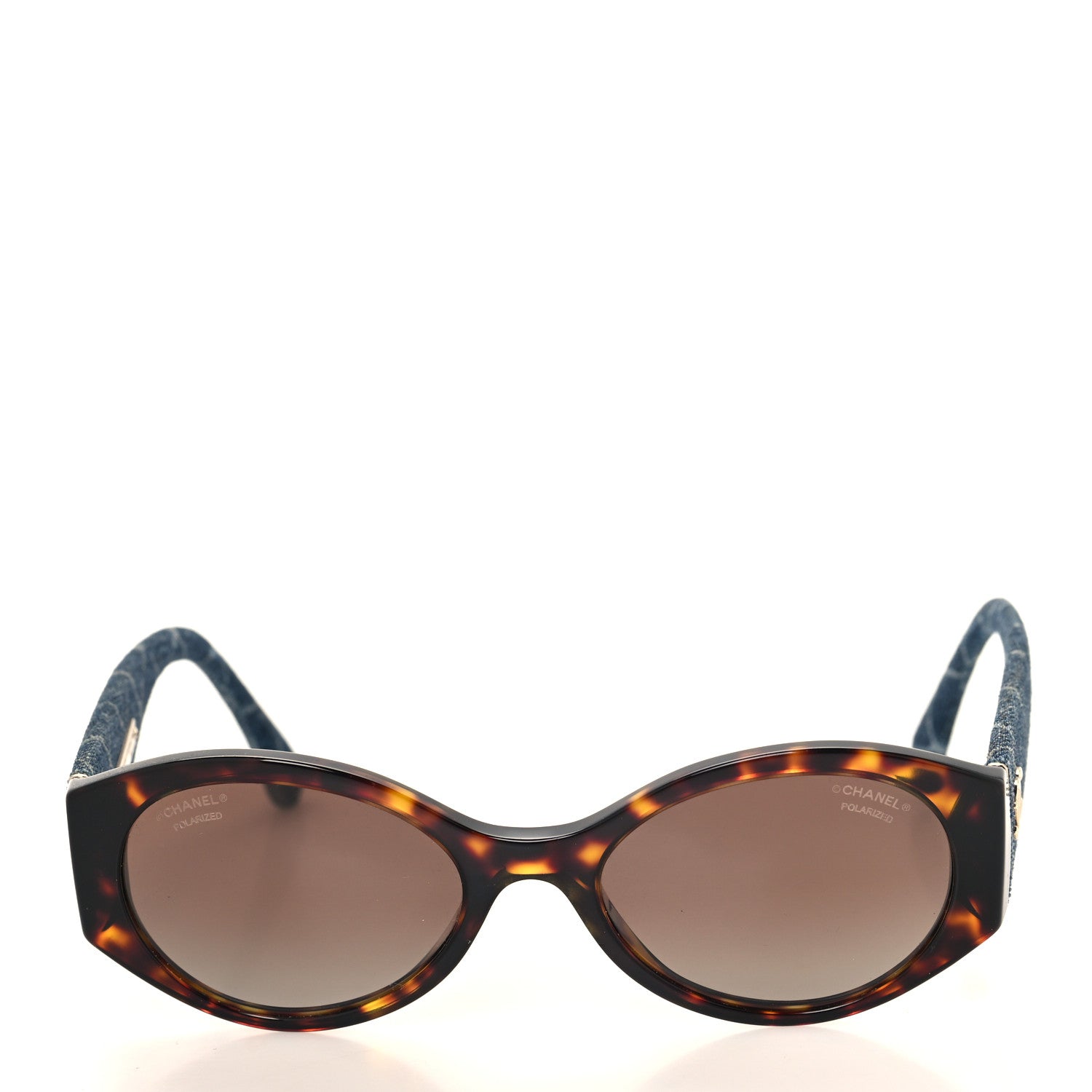 Chanel Acetate Denim Oval Sunglasses 5405 Tortoise Dark Blue 2 of 7