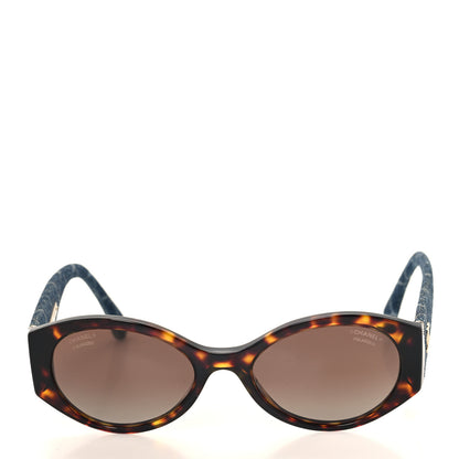 Chanel Acetate Denim Oval Sunglasses 5405 Tortoise Dark Blue 2 of 7