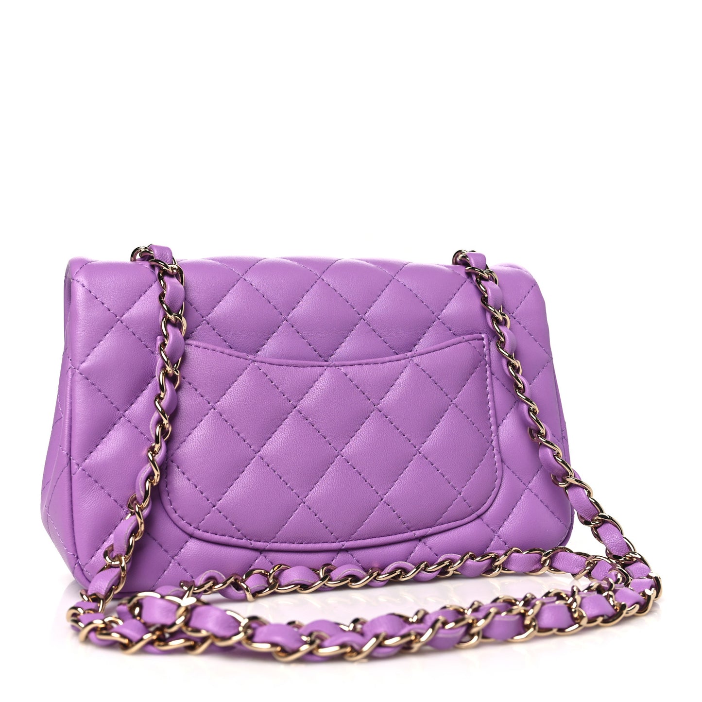Lambskin Quilted Mini Rectangular Flap Purple