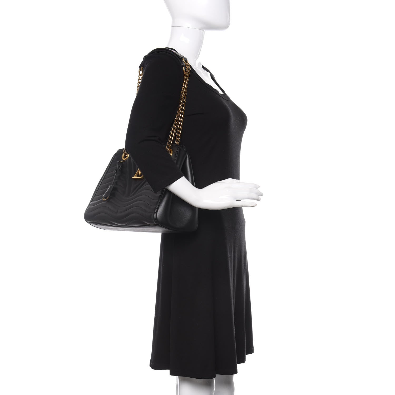 Louis Vuitton Calfskin New Wave Chain Tote Black 2 of 9