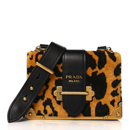 Prada Velvet City Calf Leopard Print Cahier Bag 1 of 9