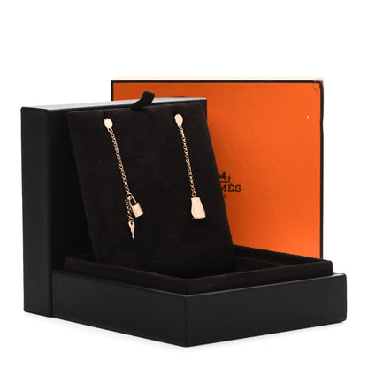 Hermes 18K Rose Gold Kelly Clochette Earrings 5 of 5